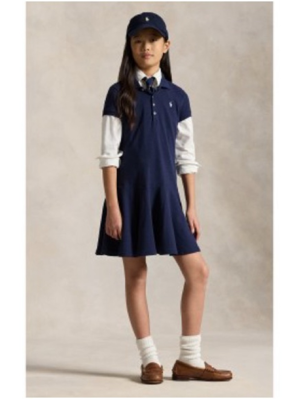 Polo Ralph Lauren Navy Drop Waist Short Sleeve Polo Dress